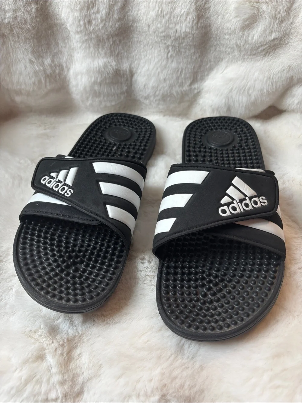 adidas Black and White Adjustable Slide Sandals